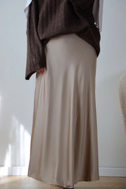 Satin skirt beige